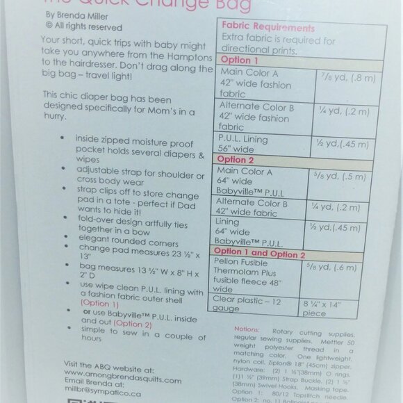 ON The GO ZIPPY Little DIAPER BAG Change Bag Among Brenda's Quilts & Bags Craft - Picture 2 of 2